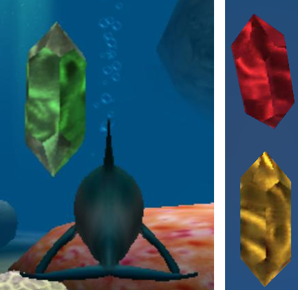 different colored glyphs